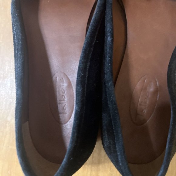 Talbots Leather Suede Loafers Flats size 5.5 M Black Slip on With Now - Picture 5 of 12